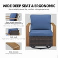 thumbnail image 6 of PARKWELL Outdoor Swivel Glider Chair Set of 4, Patio Cushioned Lounge Swivel Rocker Arm Chair for Balcony Yard,Brown Wicker and Navy Cushions, 6 of 11