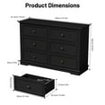 thumbnail image 6 of IDEALSOUL Black Dresser,6 Drawer Dresser for bedroom,Retro Wood Storage Cabinet for Living Room, 6 of 13