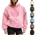 thumbnail image 5 of Women's Oversized Fuzzy Pet Carrier Hoodie, Soft Sherpa Dog Cat Pocket Hooded Sweatshirt for Pet Owners Daily Autumn Winter Loungewear Outfits(Pink/XXXL), 5 of 9