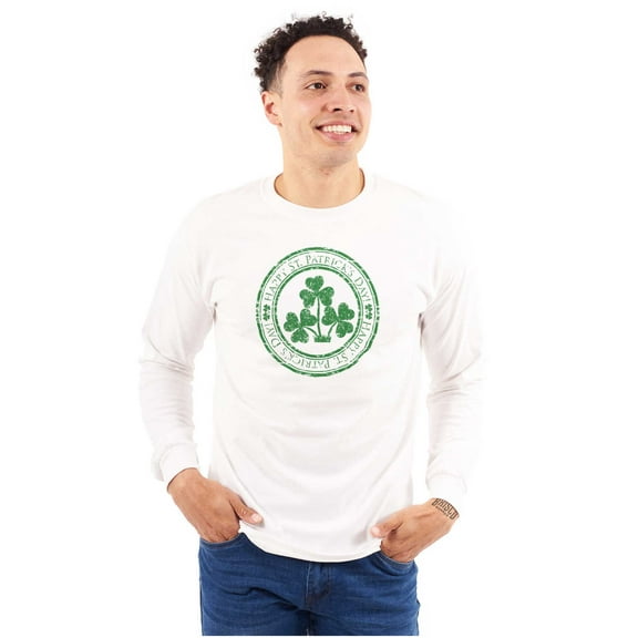 Happy St. Patrick's Day Lucky Clover Plus Size Long Sleeve Graphic Tee Shirt Brisco Brands 2X