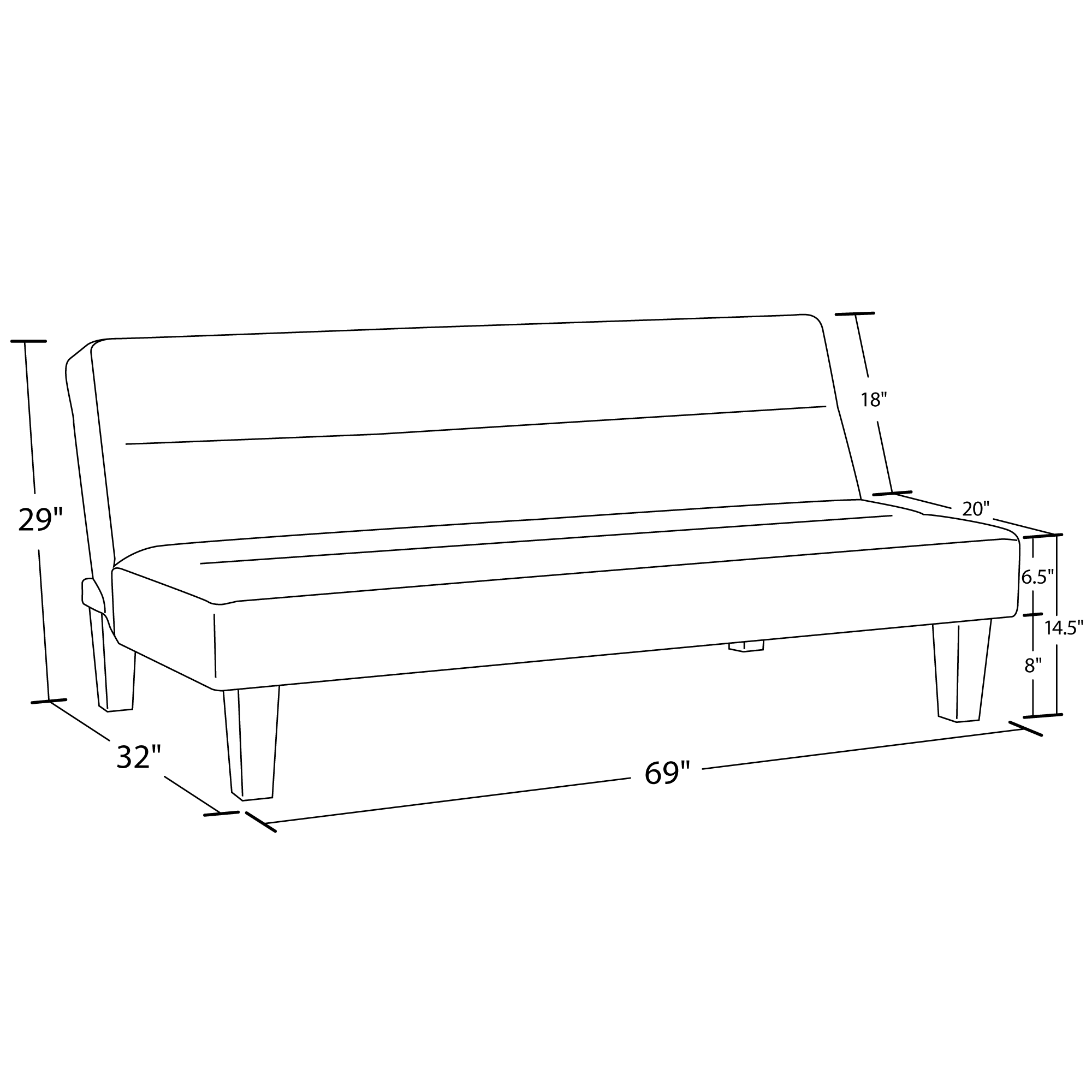 Dhp Kebo Futon Couch With Microfiber Er Black Com Dhp Kebo Futon Couch With Microfiber