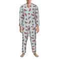 thumbnail image 3 of Yiaed Watermelon Print Men’s Pajamas Set - Long Sleeve Button Down Sleep Shirt and Pajama Bottoms Sleepwear Set Mens Pjs Sets Men's Pajama Bottoms-Large, 3 of 7