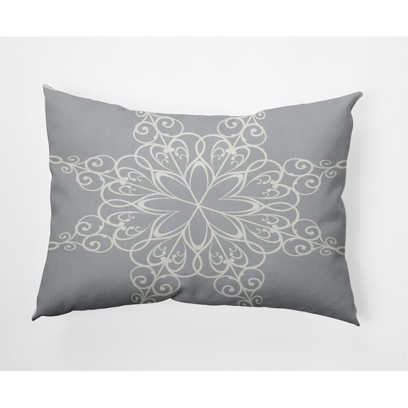 20" x 14" Simply Daisy Snowflake Polyester Indoor/Outdoor Pillow, Grey (1 Count)