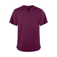 thumbnail image 2 of Hearthz Quick-Drying Scrub Top for Men V Neck Short Sleeve Nurse Uniform with Pocket Dark Purple Stretch Mens Under Scrub Shirts, 2 of 6