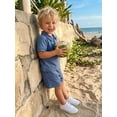 thumbnail image 3 of BemeyourBBs Toddler Baby Boy Summer Clothes Infant Baby Boy 2 Pieces Outfit Cotton Short Sleeve Solid Color Lapel Collared Shirt Tops and Shorts Set, 3 of 9