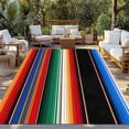 thumbnail image 2 of Colorful Striped Outdoor Rug 5x8 Ft - Reversible Patio Rug Outdoor Camping Rugs, Boho Rainbow Abstract Stripes Art Washable Indoor Outdoor Area Rugs, Non-Slip Outdoor Carpet Runner for Deck/Porch, 2 of 8