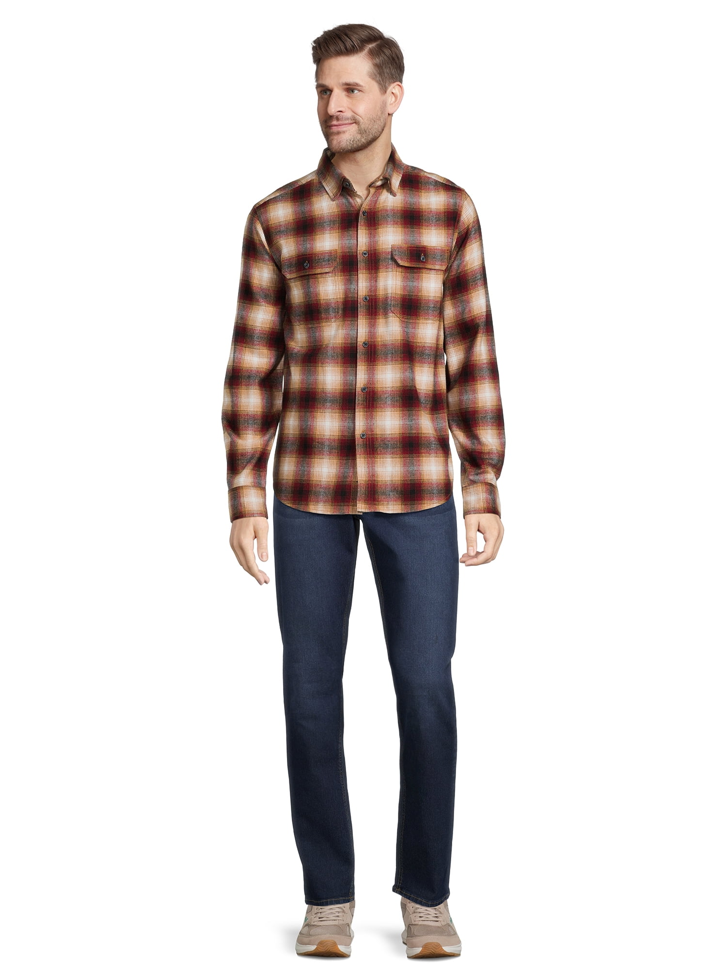 George Men's Long Sleeve Flannel Shirt, Sizes XS-3XLT