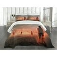 thumbnail image 3 of Ambesonne Zombie Quilted Bedspread Set 3 Pcs, People in, Queen Size, Pearl Eggshell Vermilion, 3 of 5