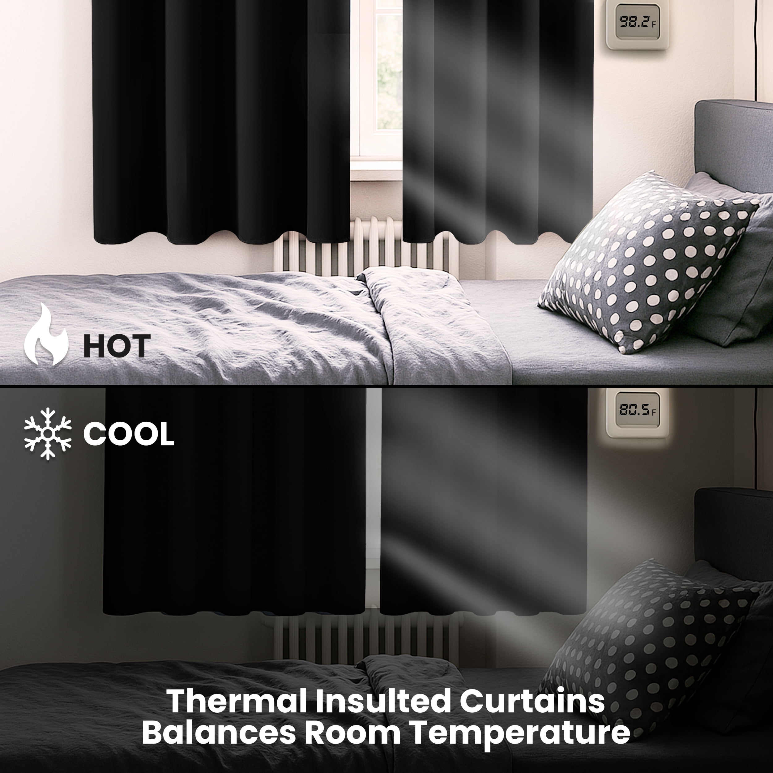 Lux Decor Collection Blackout Curtains for Living Room, Set of 2 Curtains for Bed Room , Thermal Insulated Blackout Curtains - 42"x84" - Black