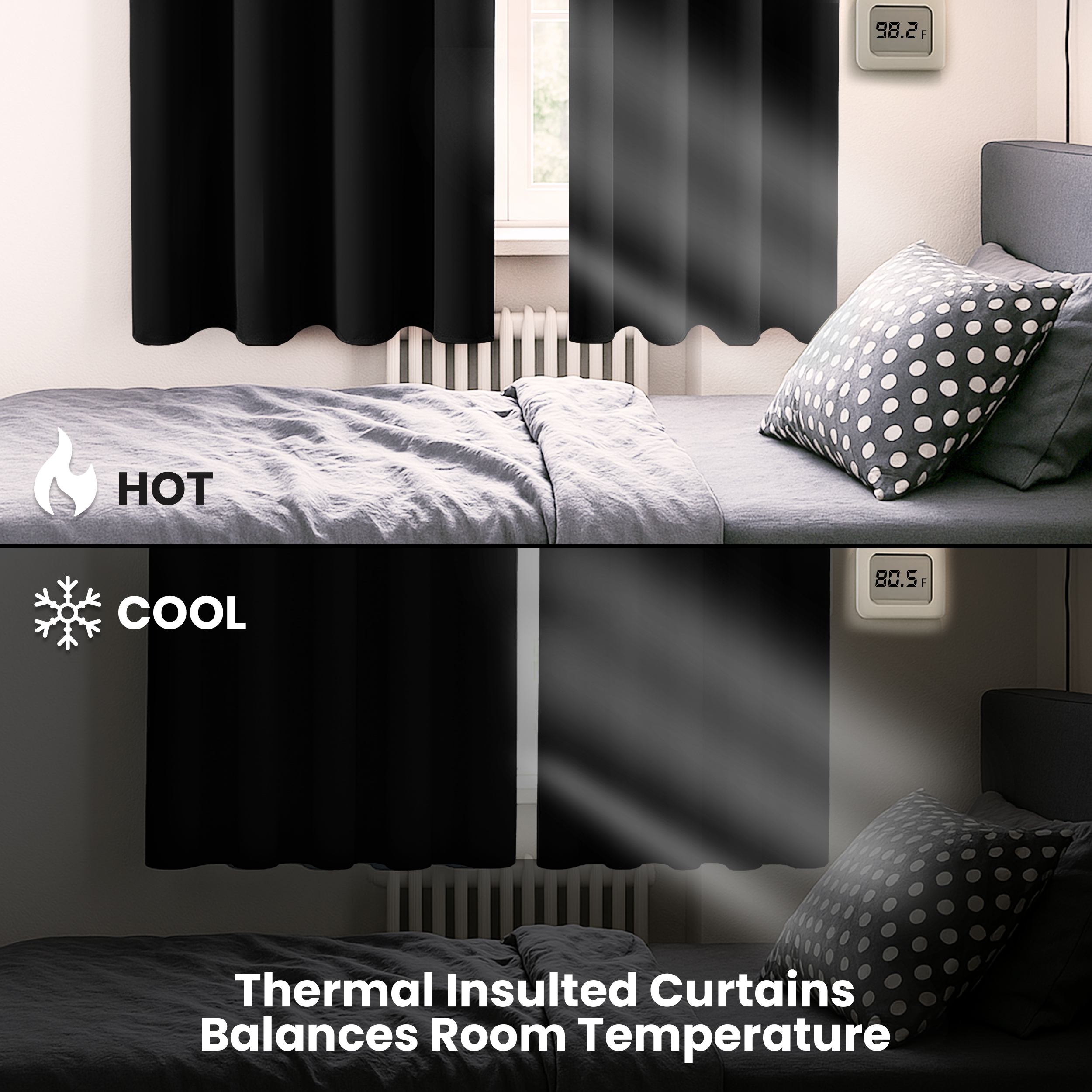 Lux Decor Collection Thermal Blackout Curtains, Black, 42x63 photo 2