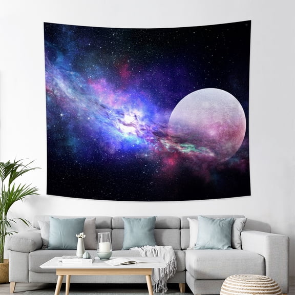 Galaxy Tapestry Space Blue Night Starry Sky Stars Universe Tapestry Wall Hanging Backdrop Room Decor for Bedroom Living Room,60Wx50H