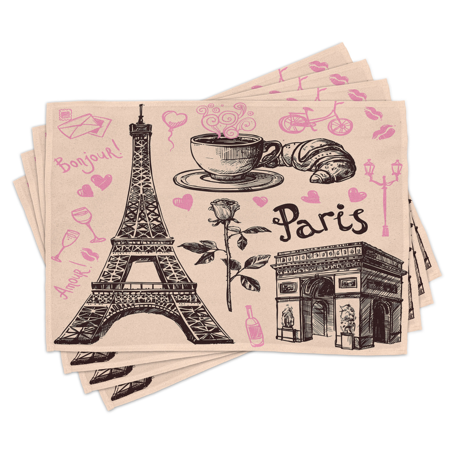 Eiffel Tower Placemats Set of 4 Paris Eiffel Tower Bakery Delicious