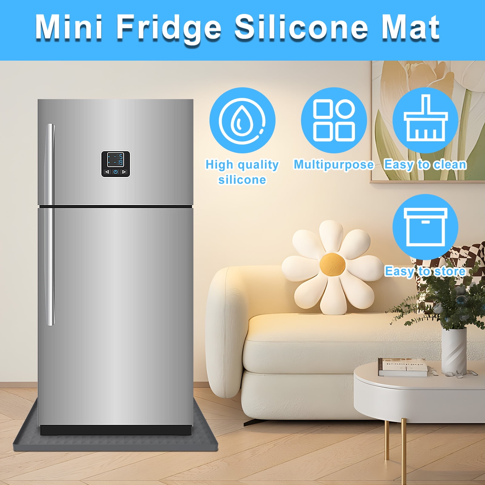 Mini Fridge Silicone Mat Waterproof Drip Tray Floor Protector For Appliances (asshown )