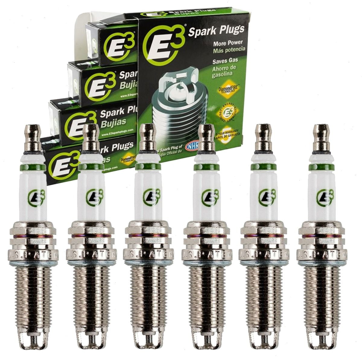 6 pc E3 Spark Plugs compatible with Nissan Murano 3.5L V6 2009-2022