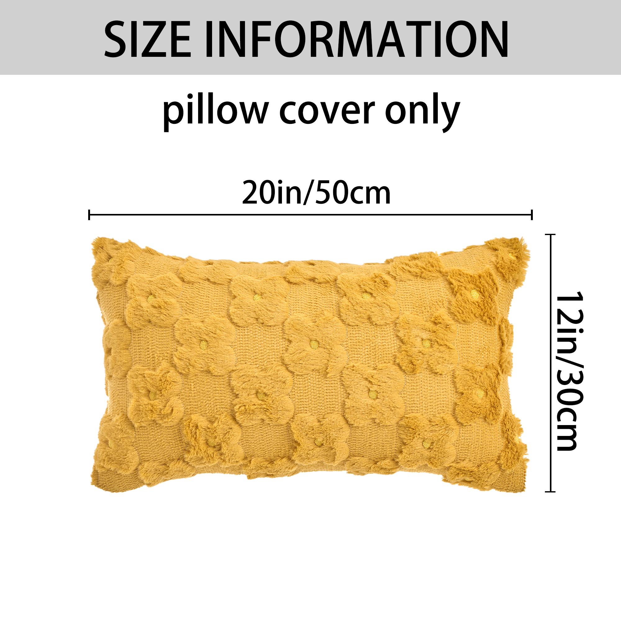 Unique Bargains Cute Daisy Embroidery Pillow Covers Pack of 2 Ginger 20" x 12"