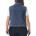 thumbnail image 4 of DARING DIVA Women's Plus Size Sleeveless Zip Up Button Down Jeans Vest 3X Washed Blue, 4 of 6
