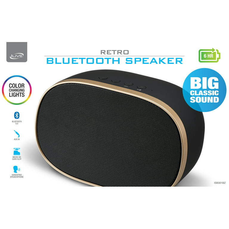 Margaret Mitchell Beraadslagen faillissement iLive Bluetooth Wireless Retro Design Speaker, Black, ISB301B - Walmart.com