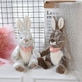 thumbnail image 3 of Wangsaura Stuffed Toy, Easter Rabbit Shaped Doll Plush Toy with Plaid Scarf, 3 of 7