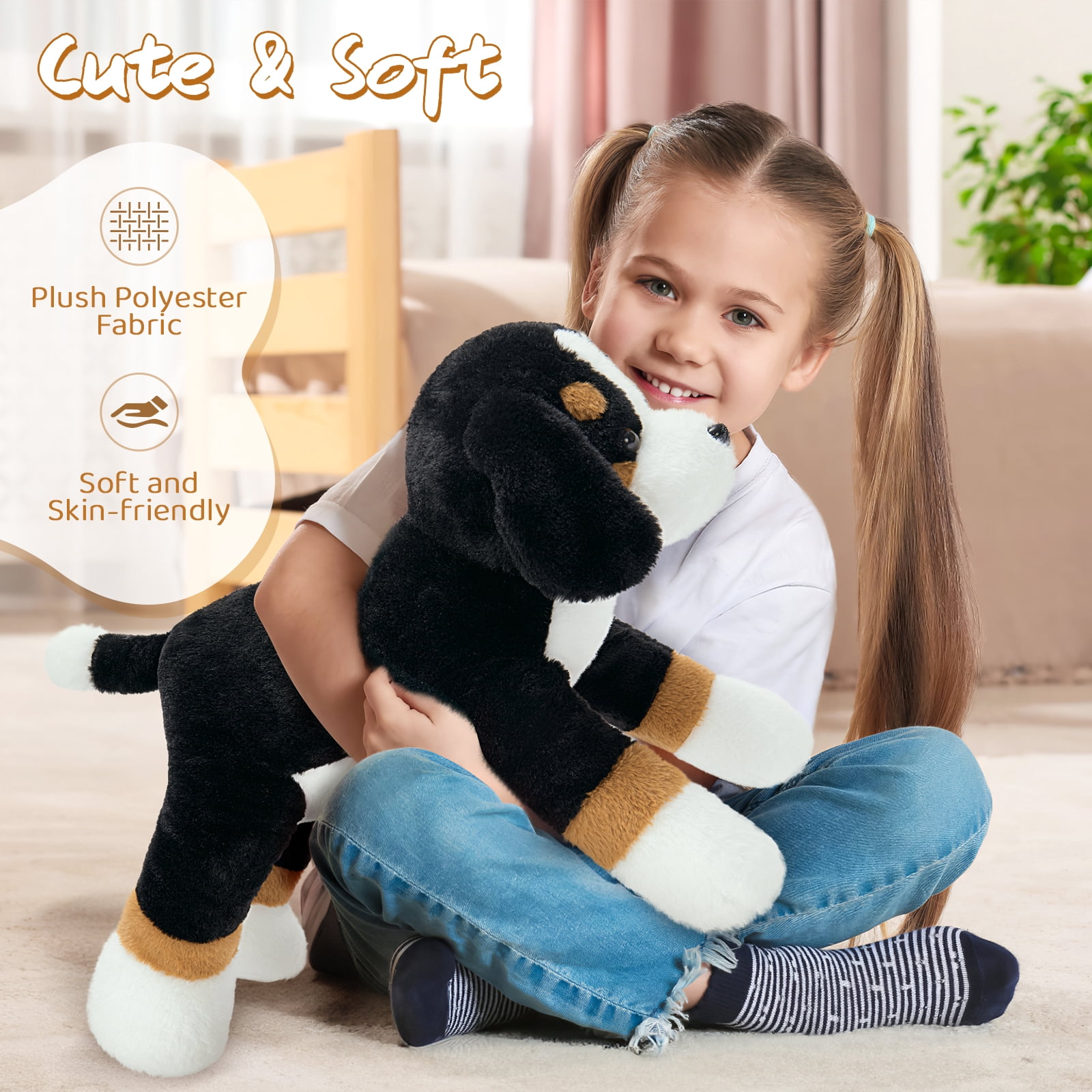 MaoGoLan 24.8'' Bernese Mountain Dog Stuffed Animal Giant Plush Dog Toy