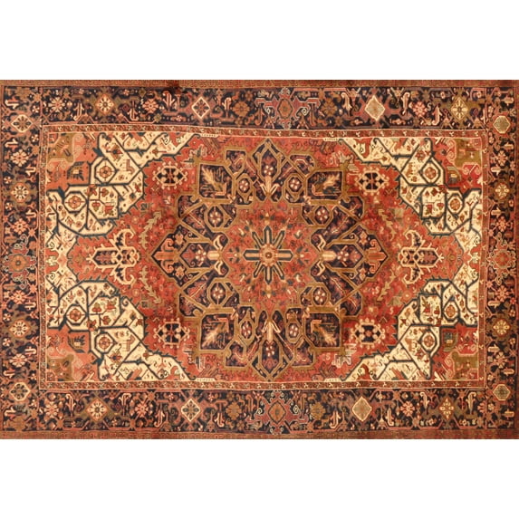 Ahgly Company Indoor Rectangle Traditional Pumpkin Orange Area Rugs, 5' x 8'