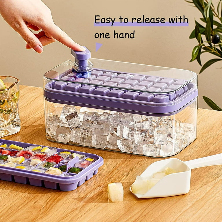 Snowflake Ice Cube Molds & Trays,Square Ice Maker Mold for Freezer, Ice  Cube Tray Making 1in X 32PCS Square Ice Chilling Cocktail Whiskey Tea  Coffee Blue Ice trays & Ice Bin 