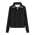 thumbnail image 4 of VEKDONE Polka Dot Print Sweatshirts for Women Raglan Long Sleeve Zipper Stand Neck Cropped Sweatshirt Casual Loose Fit Lightweight Thin Fleece Pullover Tops, 4 of 5