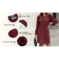thumbnail image 3 of Women's Knit Dress with Puff Sleeves for Fall Winter - Round Neck Casual Tunic Dress, 3 of 6