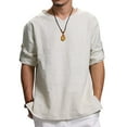 thumbnail image 2 of BADHUB Men's Cotton Linen T Shirts Big & Tall 3/4 Sleeve Lightweight Tee Shirt Solid Color Pull Up Sleeve Summer Tops 2025 White XL, 2 of 8