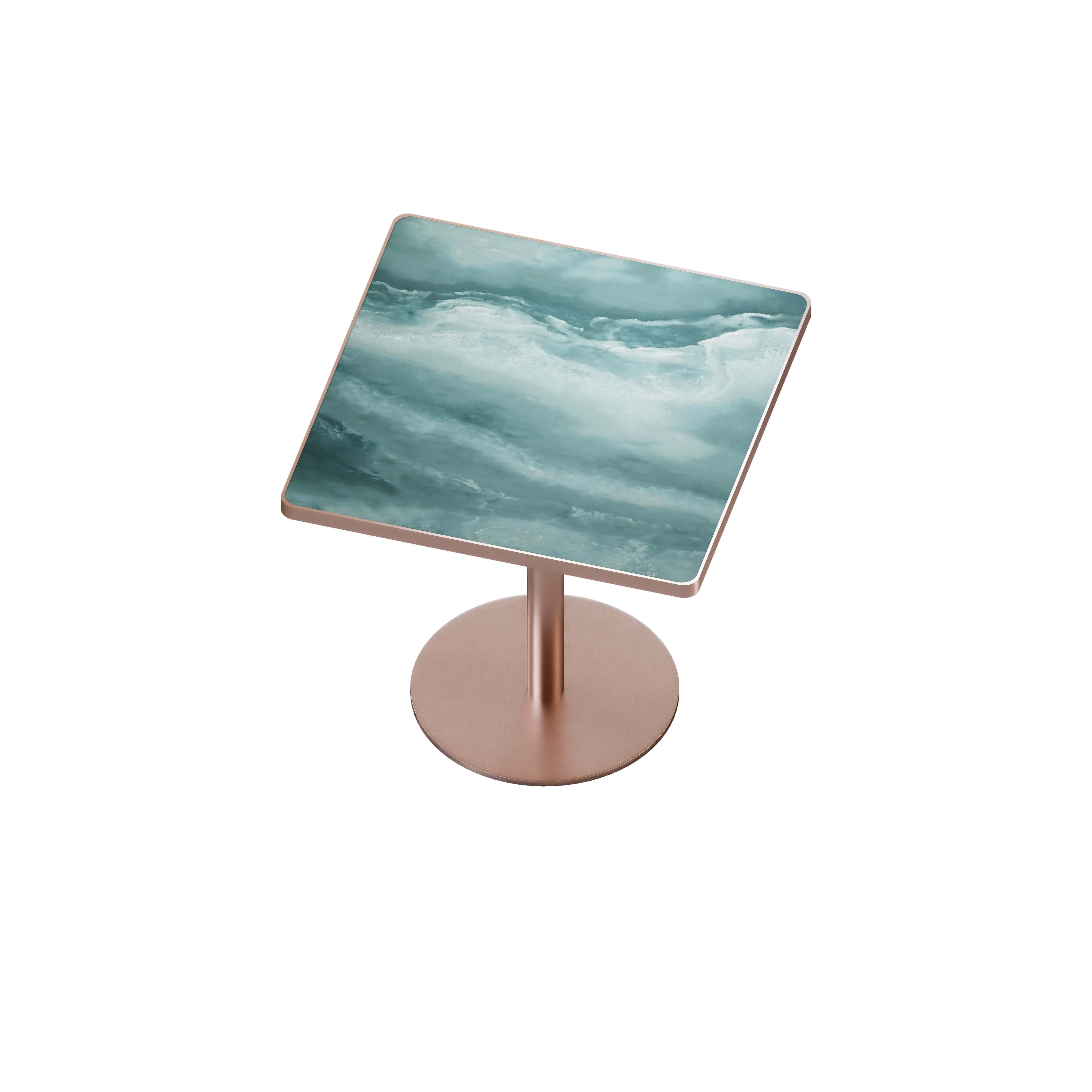 Square Modern Dining Table 31.5" Bistro Tulip Table with Faux Marble Top, White