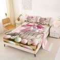 thumbnail image 2 of Erosebridal Pink Bow Easter Egg Bed Sheets, Kids Groovy Flower King Sheets, 4pcs, 2 of 5