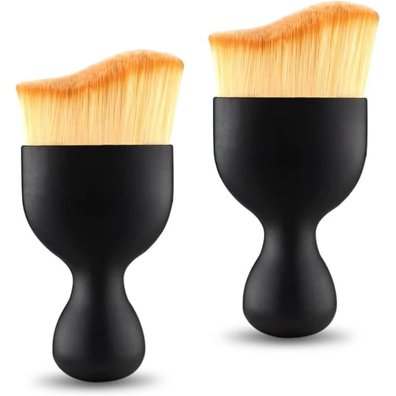 Pack-2 Car Interior Cleaning Soft Brush, Auto Crevice Dust Brush, Car Scratch Free Detailing Brush, Universal for Auto Dashboard, Air Conditioner Vents, Computer (Yellow)