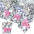 thumbnail image 1 of SINGOMON Disco Party Decorations - Silver Plastic Rectangular Tablecloths for 70s Birthday Celebrations, 1 of 7