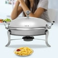 thumbnail image 5 of Large 24cm Round Chafing Dish Stainless Steel Chafing Dish Buffet Chafer Silver, 5 of 20