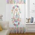 thumbnail image 5 of Easter Sheer Curtains 63 Inches Long, Colorful Checkered Spring Bunny Flower Eggs Striped Light Filering Curtains, Breathable Simi Curtain Privacy Drapes for Living Room Bedroom Window Treatment, 5 of 9