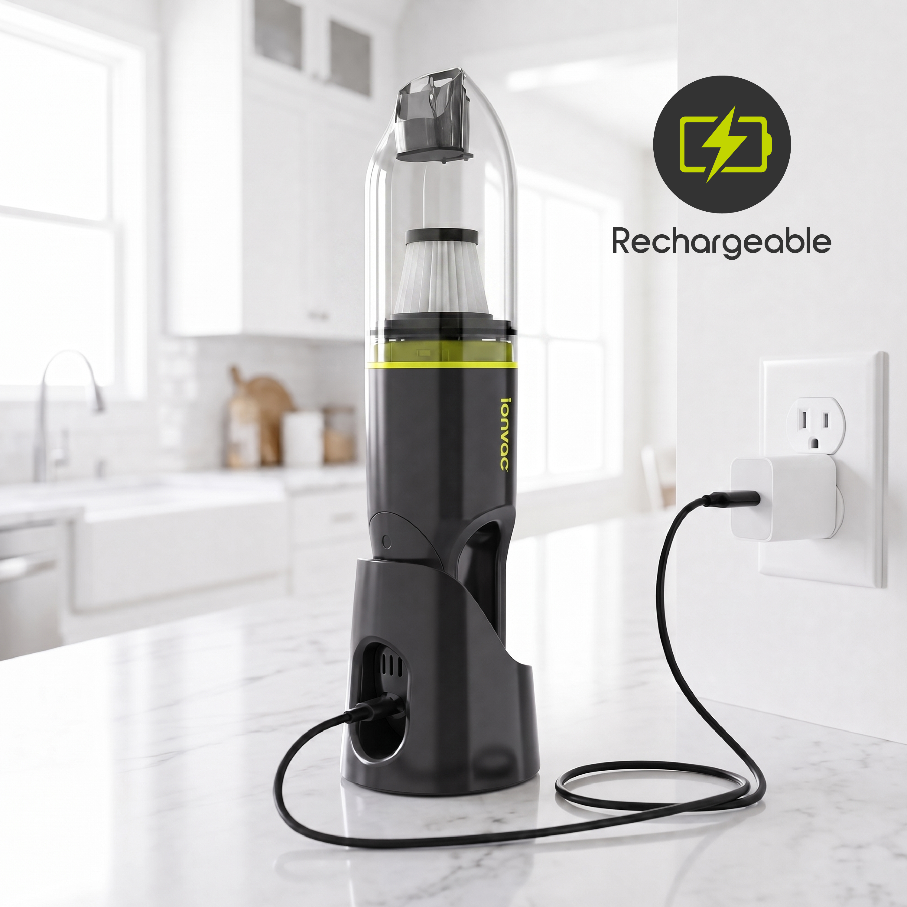 IonVac Handheld Cordless Vacuum, Green, with USB Charging photo 5