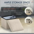 thumbnail image 3 of Ornavo Home 1 Pack Small Storage Ottoman Foldable Collapsible Cube Square Linen Ottoman Foot Rest Stool Seat, for Living Room, Bedroom, Home Office, Dorm - 12 x 12 x 12, Beige, 3 of 7