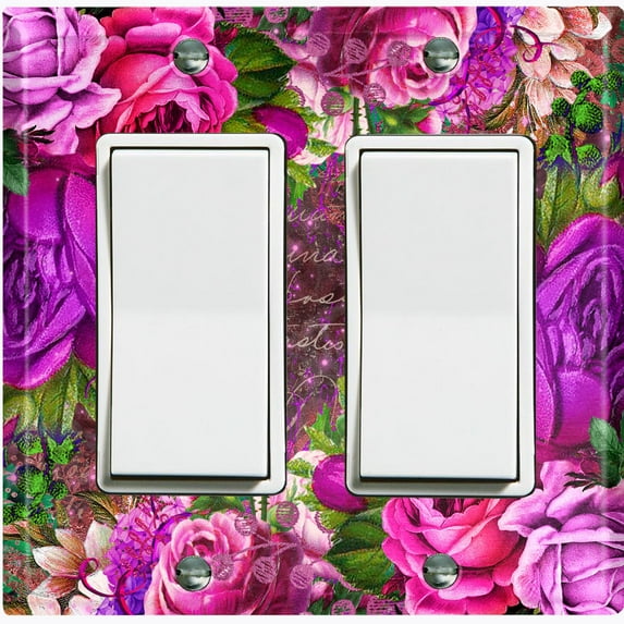 Metal Light Switch Plate Cover Elegant Purple Floral Nature Scripture Damask FLW087