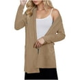 thumbnail image 5 of CheerKidz Women's Casual Basic Long Sleeve Open Front Sweater Simple Solid Color Relaxed Fit Buttonless Cardigan Tops(Coffee,2XL), 5 of 8