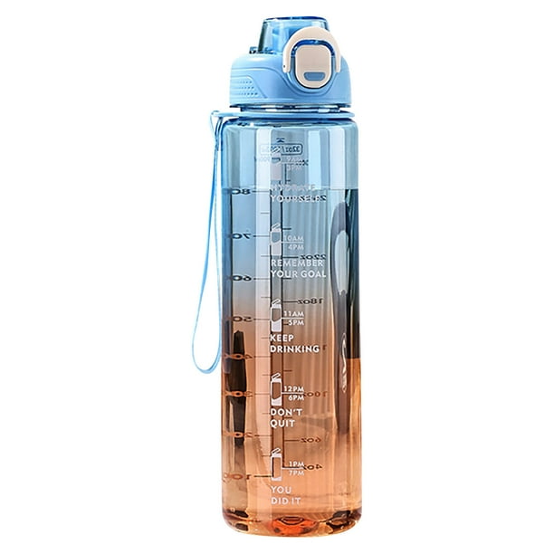 1000ml Clear Water Bottle With Straw, BPA-Free Sports Bottle, Dishwasher, Safe, Leak-Proof, Motivational Water Bottle With Time Markings For School, Sports