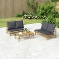thumbnail image 1 of vidaXL 3 Piece Garden Lounge Set with Dark Grey Cushions Bamboo, 1 of 5