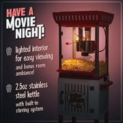 Nostalgia Popcorn Maker Cart, Vintage Movie Theater Popcorn Machine with Built-In Storage, Red/White