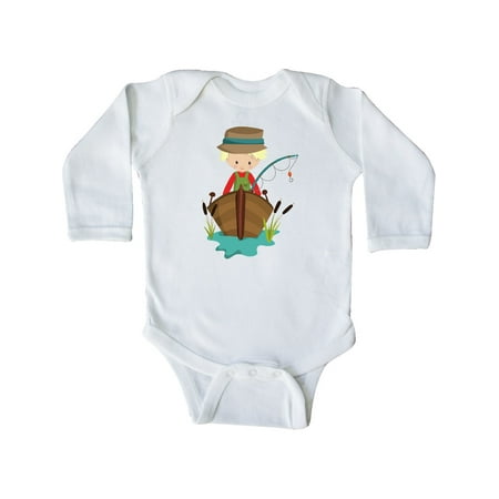 

Inktastic Fishing Boy Blond Hair Fisherman Fishing Rod Gift Baby Boy Long Sleeve Bodysuit