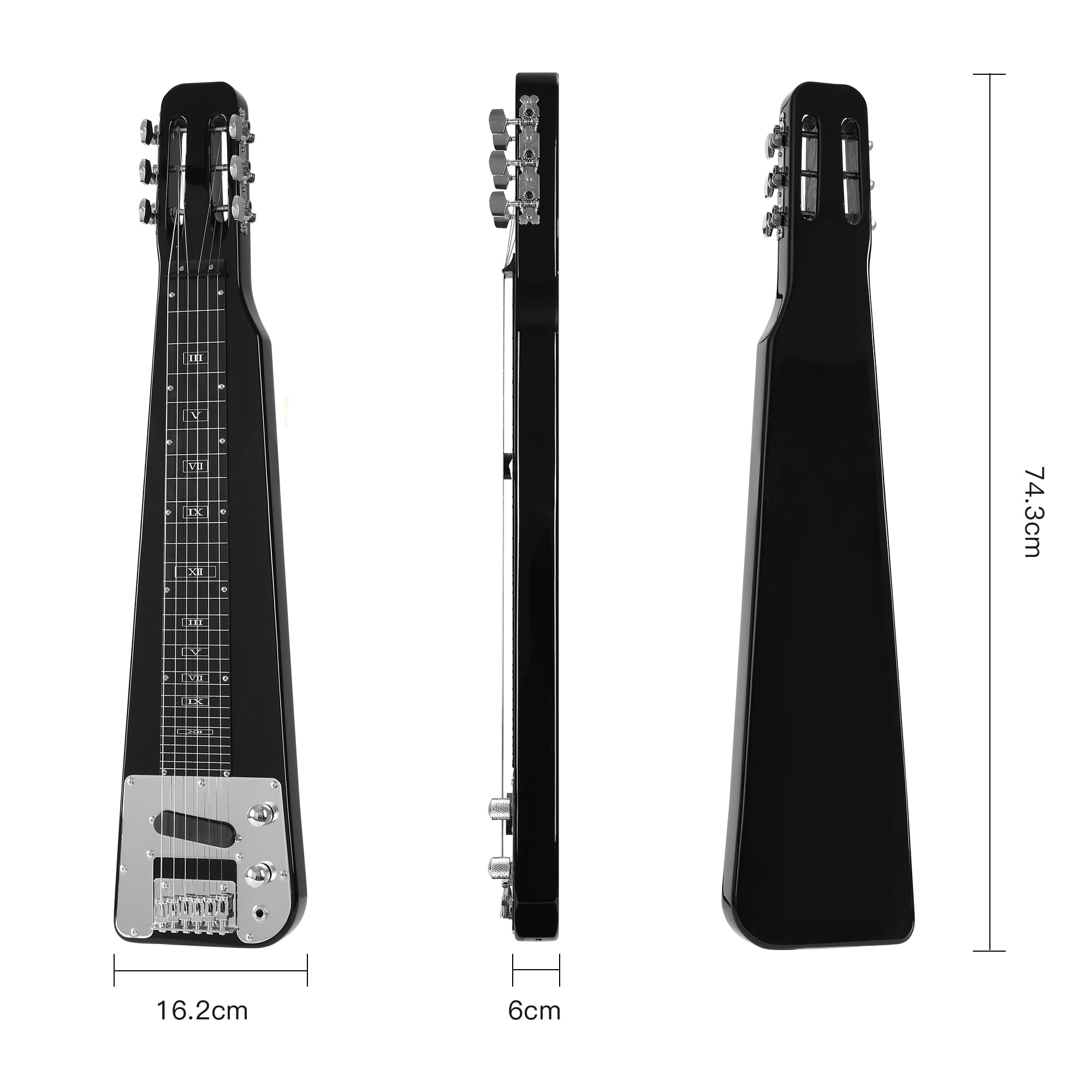 Batking Lap Steel Guitar Slide Slotted Headstock 6-String Black 29 Inch Steel Guitar
