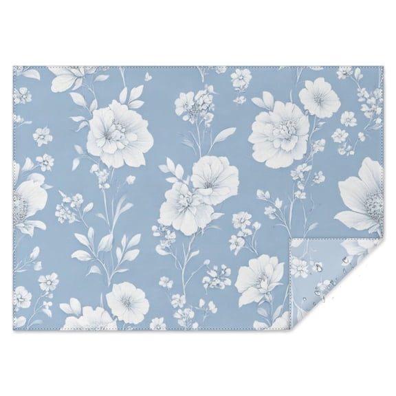 Blue Pioneer Flower Rectangle Tablecloth 60"x84",Waterproof Polyester Rectangle Table Cloth, Wipeable Spillproof Polyester Tablecloth for Dining, Camping, Indoor and Outdoor