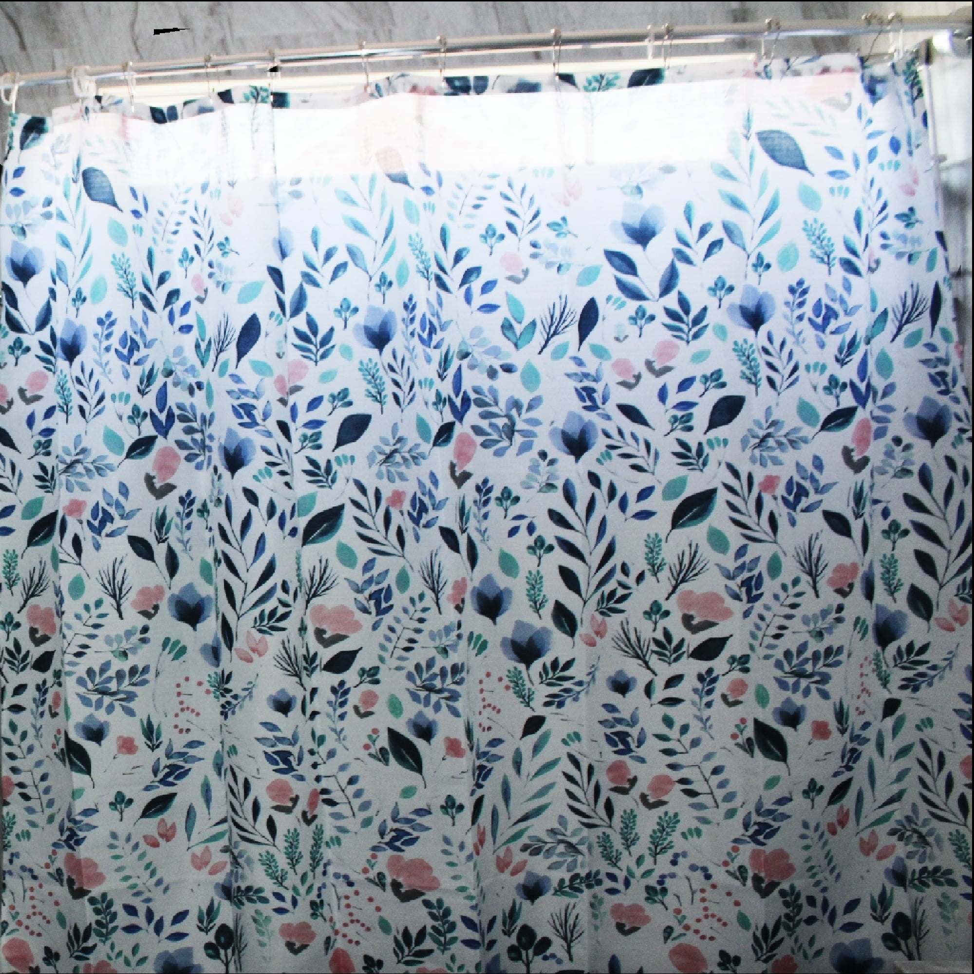 JUPA Place Premium Polyester Fabric Blue Floral Shower Curtain Mildew