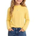 thumbnail image 3 of Resicozy Girls Turtleneck Pullover Long Sleeve Cute T Shirt for Kid, Solid Casual Warm Fall Winter Shirts for Daily School 2-13 Years Yellow 160, 3 of 7