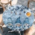 thumbnail image 2 of Blue Ombre Gnomes Christmas Round Tablecloth, Fitted Table Cover with Elastic for 45"-54" Round Tables, Xmas Balls Tree Snowflake Retro Table Cloth Outdoor Indoor Dinning Party Waterproof Tablecloths, 2 of 7