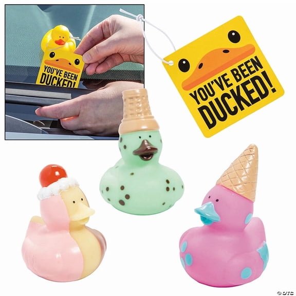 2 1/4" Ice Cream Themed You’ve Been Ducked Handout Kit for 12 - 24 Pieces