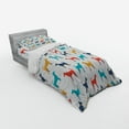 thumbnail image 3 of Dog Duvet Cover Set, Contemporary Colorful Illustration of Pet Contours in Retro Style Print, Bedding Set with Shams and Fitted Sheet, 3 Sizes, by Ambesonne, 3 of 3
