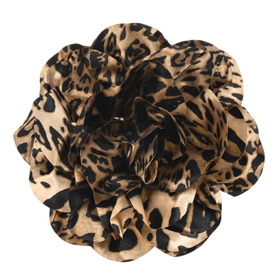 Extra Large Rose Flower Brooches, 8.3 Inch Lapel Pins Dainty Satin Fabric Big Camellia Oversized Brooch Pin [21cm, Leopard]